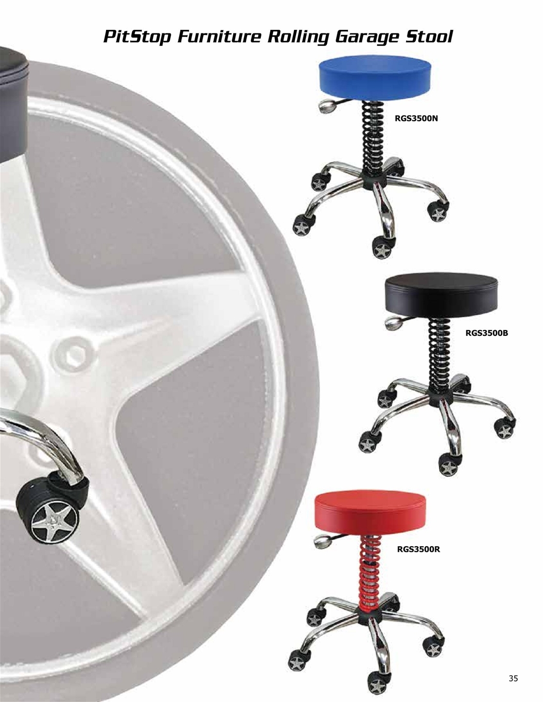 PitStop Rolling Garage Stool 
